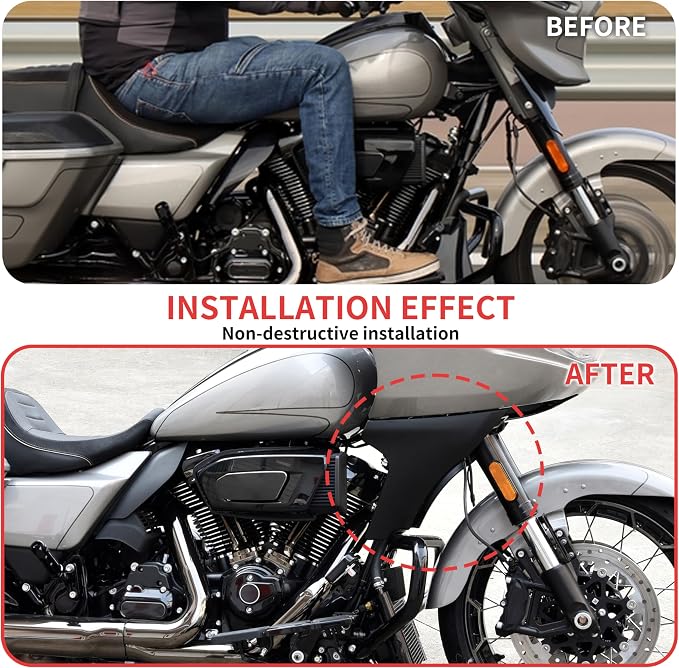 Side Fairings Spoiler Protector Covers for Road Glide 24-up, Black Side Panel Spoiler Protection Covers for Harley FLTRXSE 23-up FLTRT FLTRXL 26-up Accessories
