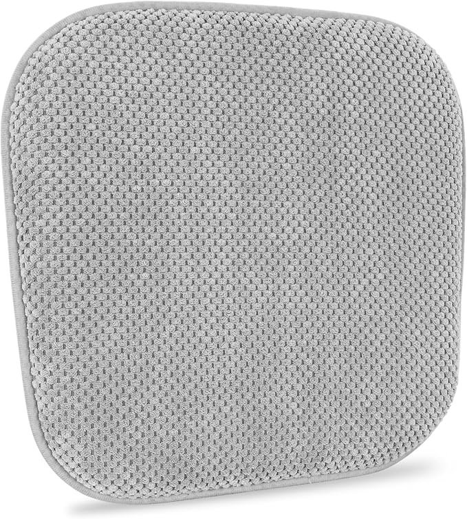 Silver Grey Kitchen Chairs Cushions Non Slip Foam Office Seat Cushions Washable Soft Thick Pads Large Wooden Metal Tapered Dining Chair Cushions,17" x 15"
