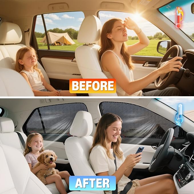 ZATOOTO Car Window Shades for Toyota Camry 2024-2025, 4 Pack Camry Sun Shade Side Window, Breathable Mesh Car Window Screen for Camping Napping Baby UV Protection