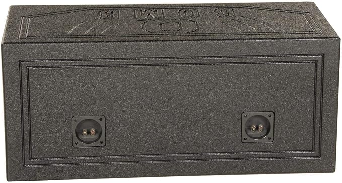 QPower 12 Inch Dual Subwoofer Box, High-Performance Vented Speaker Enclosure, Black - Car Audio and Sound System Accessories - Portable Equipment for Subwoofers