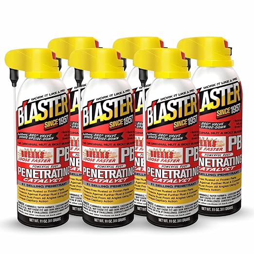 PB Blaster Penetrating Oil Spray, 11 oz Aerosol Cans (6-Pack) – Rust Remover & Bolt Loosener for Stuck Nuts, Bolts & Rusted Parts – Penetrating Catalyst for Automotive & Mechanical Use