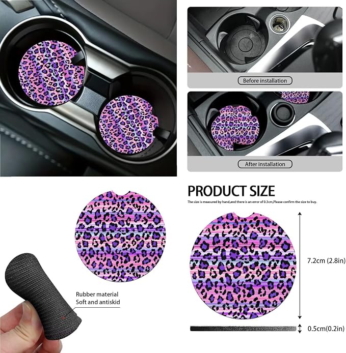 Leopard Print Car Accessories Seat Covers Full Set of 15, Soft Comfy Front and Rear Seat Cover with Safety Belt Pads Steering Wheel Cover Trash Can Car Air Vent Organizer