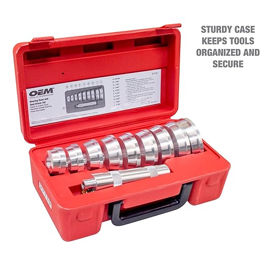 OEMTOOLS 27119 Bearing Race and Seal Driver Set, Bearing and Race Installer Kit, Includes 9 Driver Sizes, Portable Storage Case
