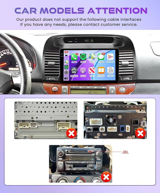 Rimoody 4GB+64GB Android 15 Car Stereo for Toyota Camry 2000-2006, 9" INCELL Touchscreen Radio with Wireless CarPlay Android Auto, GPS WiFi Bluetooth FM/RDS EQ SWC Backup Camera