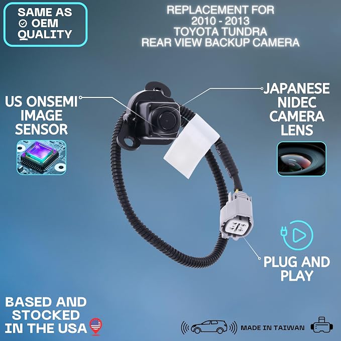 Backup Camera for 2010 2011 2012 Toyota Tundra | Rear Tailgate, Parking Cam Replaces OE # 86790-34030 86790-34011, rear view reverse parking assist backup monitor