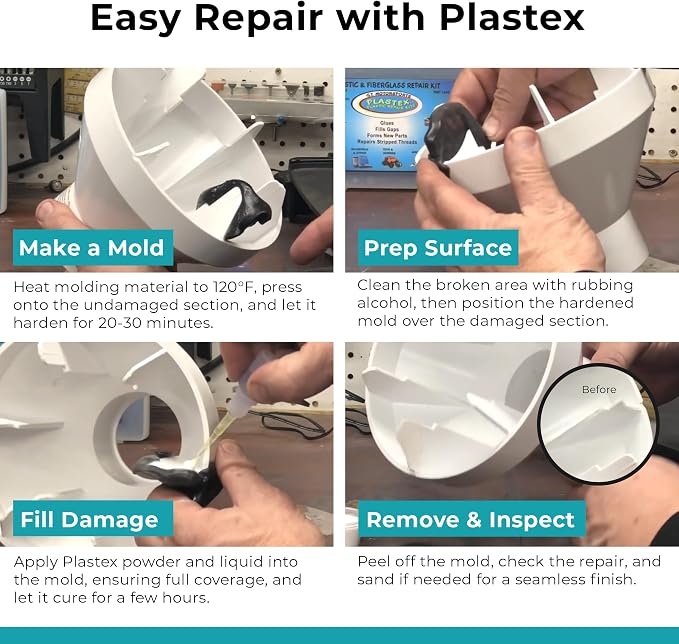 Plastex Plastic Repair Kits - Easily Glue, Repair or Remake Broken Plastic, Fiberglass, Wood & More! (Standard Blue Kit)