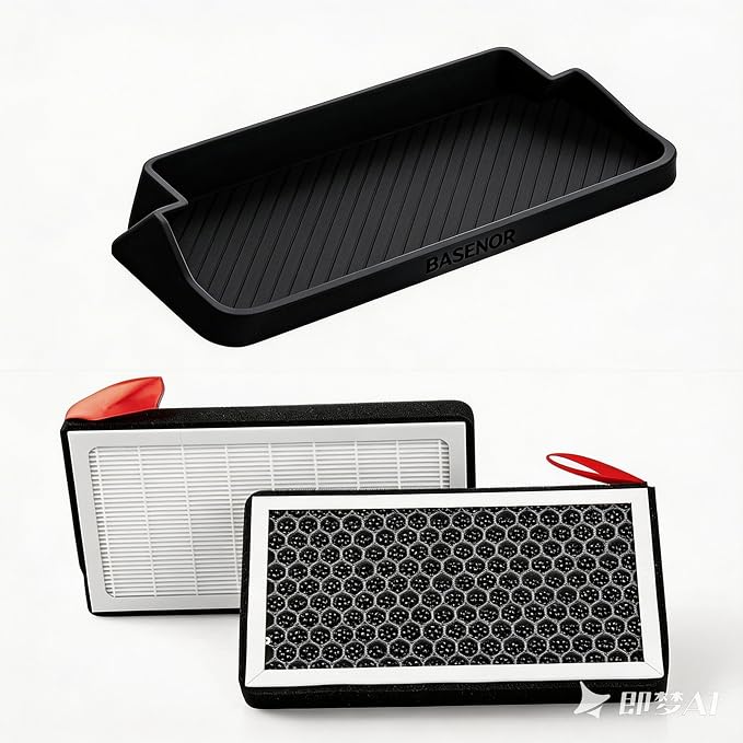 BASENOR 2024-2026 Tesla Model Y Model 3 Sunglasses Holder and Model Y/3 HEPA Air Filter