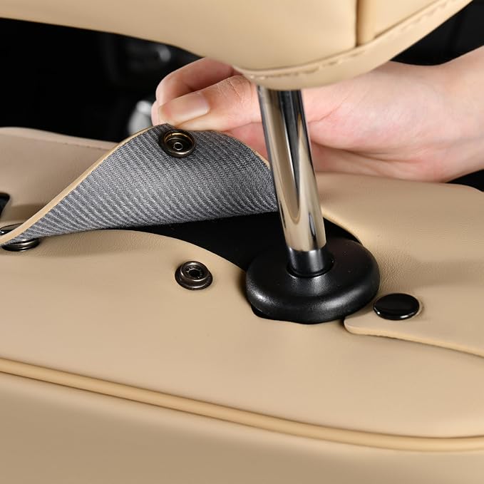 FLORICH Front Seat Cover Car Seat Covers for Front Seats Waterproof Leather Truck Seat Cushion Protector Universal Fit for Most Cars Trucks SUV, Beige