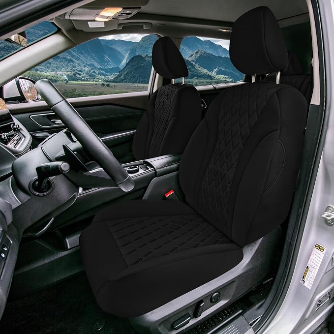 FH Group Custom-Fit Car Seat Covers Specifically Made for 2021-2024 Nissan Rogue, Front Set Black Ultraflex Neoprene Waterproof Automotive Seat Cover