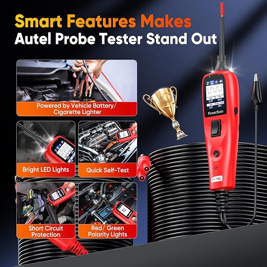 Autel PowerScan PS100 Power Circuit Probe Kit 2026, 12V 24V Automotive Electrical Wire Tracer Circuit Relay Tester, Breaker Short Finder Digital Multimeter, Ground Check Activate Component, 40ft Cable