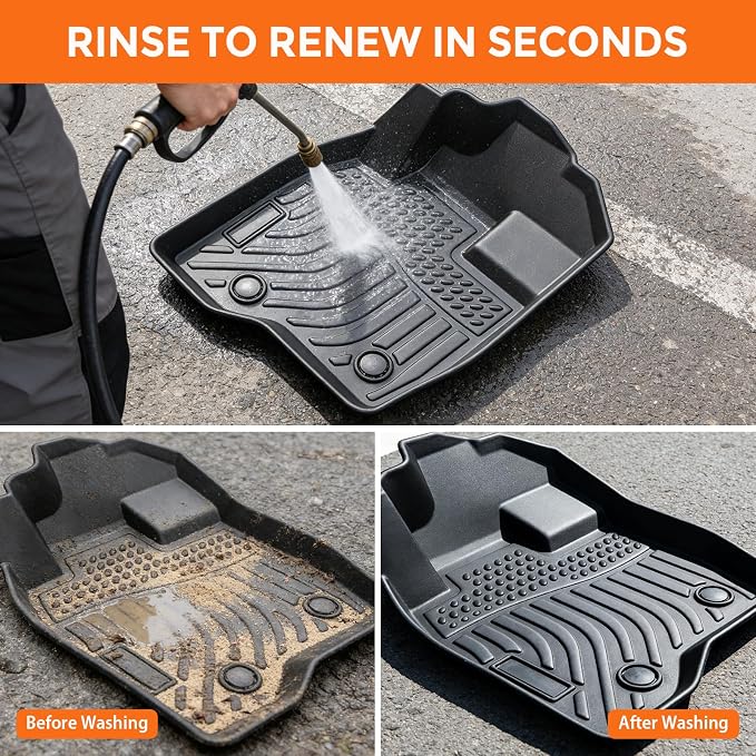 Floor Mats for Ford Explorer 2015-2019 7-Seat Bench & 6-Seat Bucket, Custom Fit Heavy Duty TPE All Weather Protection, Waterproof Non-Slip Black Car Liners for Front & Rear (Three-Row Floor Mats)