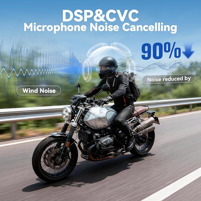 XGP Motorcycle Helmet Bluetooth Headset Intercom Communication Systems, 2 Riders Music Sharing/IP67 Waterproof/Audio Multitasking, Fit for ATV/Snowmobile, 1 Pack