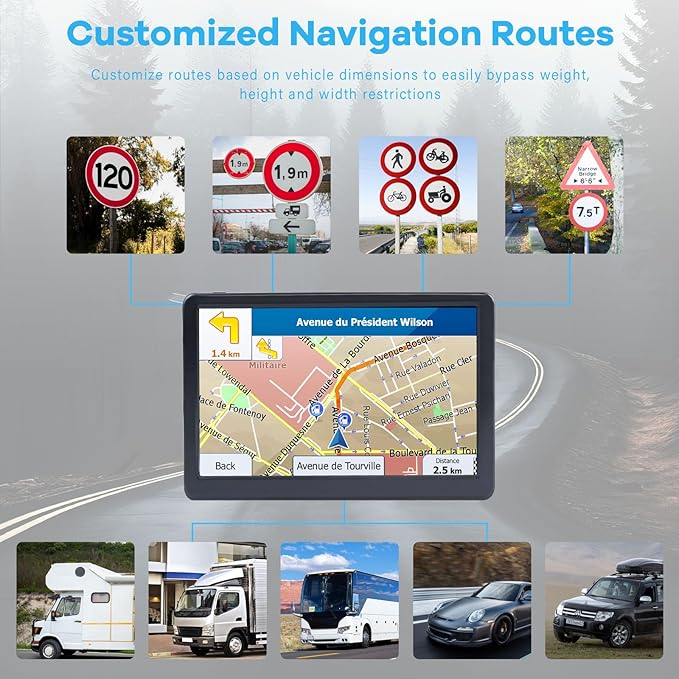 GPS Navigator for Car Truck RV, 7" Touchscreen GPS Navigation System, 2026 Map with Voice Guidance, Speed Alert, Red Light Warning, Custom Truck Routing, Free Lifetime Updates (Blue)