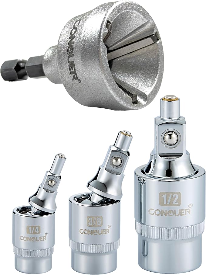 CONQUER Precision Tool Kit Bundle: Magnetic Socket Extension Set + Deburring External Chamfer Tool