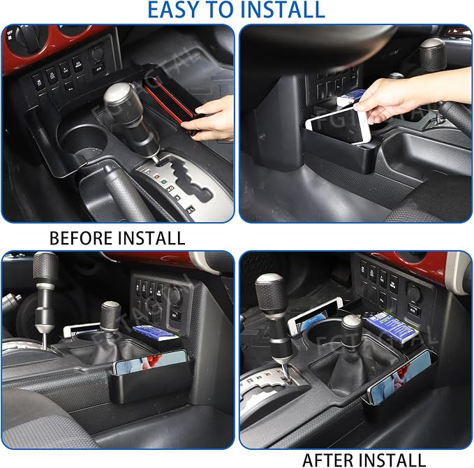 Gear Shift Organizer Tray Fit for Toyota FJ Cruiser 2007-2021, Center Console Shifter Storage Box, ABS Storage Tray, Create Extra Storage Space for Driver and Passenger