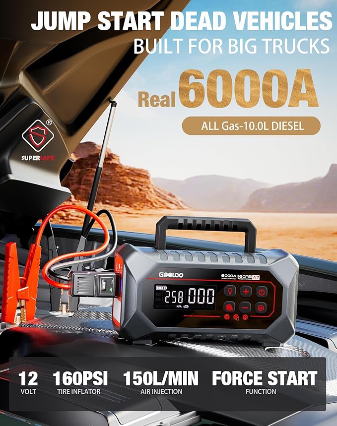 GOOLOO A7 Jump Starter with Air Compressor & GOOLOO DEEPSCAN DS200 OBD2 Scanner Diagnostic Tool
