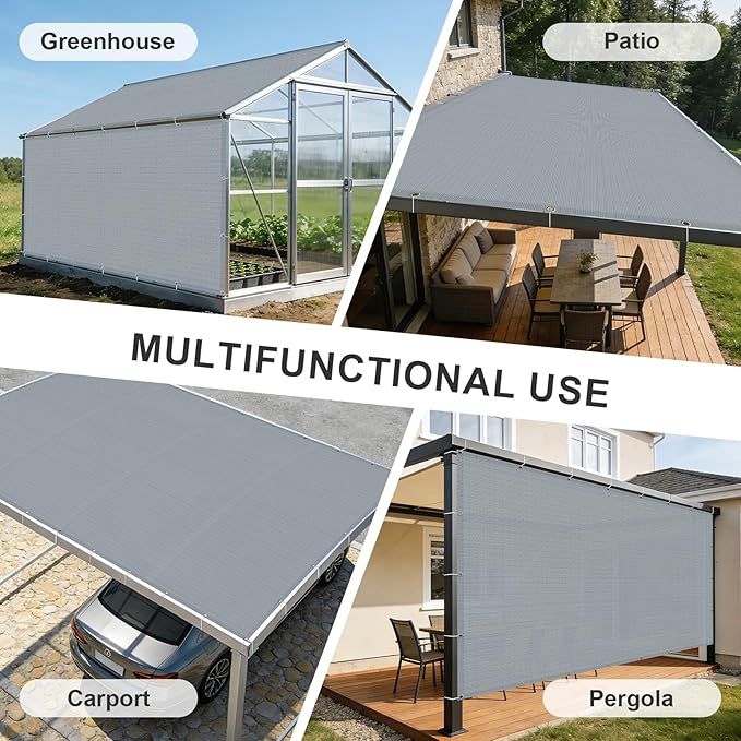 Cool Area Sun Shade Cloth with Grommets 6×9 FT Shade Panel Shade Tarp Screen Fabic for Outdoor Patio Pergola Cover Deck Garden, Silver Grey (Customized)
