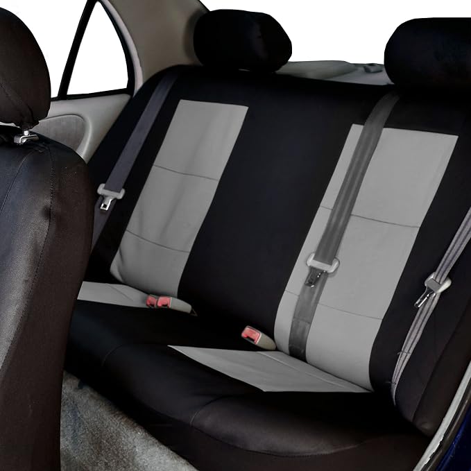FH Group FB085114 +F11306 Premium Waterproof Seat Covers (Gray) Full Set – Universal Fit for Cars Trucks & SUVs