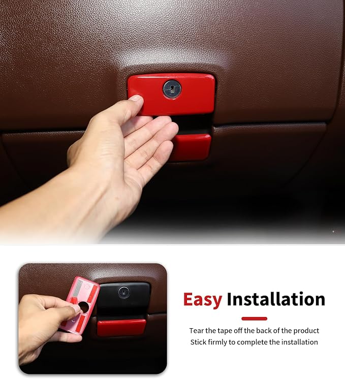 JWWY Interior Trim Kit Compatible with 2014–2017 Chevy Silverado & GMC Sierra, Center Console Dashboard Passenger Side Glove Box & Push Start Button Cover Trim Accessories Red 15pcs