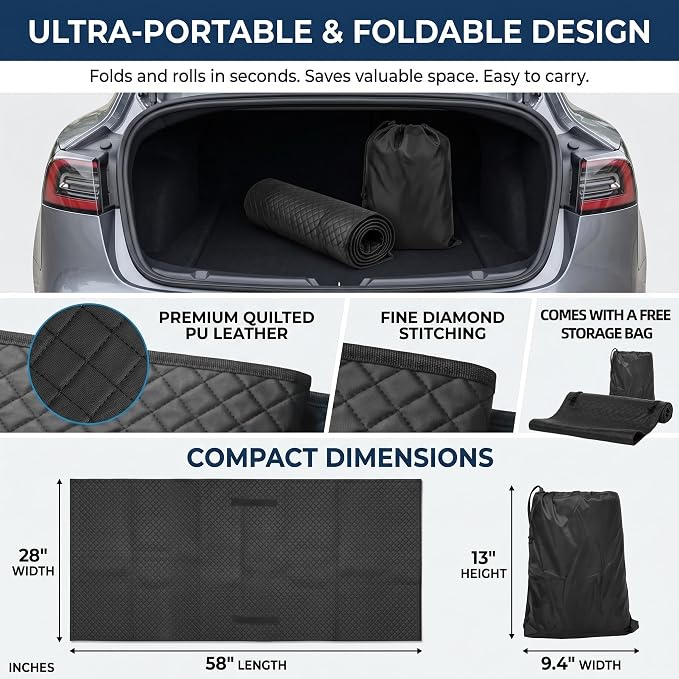 60''x28'' Rolling Creeper Mat with Storage Bag, Foldable Two-Layer Automotive Mechanic Repair Mat, Mechanic Creeper for Low Clearance, Special Roads, Long-Distance Trucks, Mechanics Pad, Black