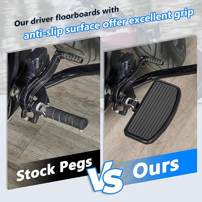 D-shaped Driver Footboards Front Rider Foot Rest Floorboards for Indian Scout Sixty Bobber 2015-2025 Models Foot Pegs Accessories(Black, Stripe A)