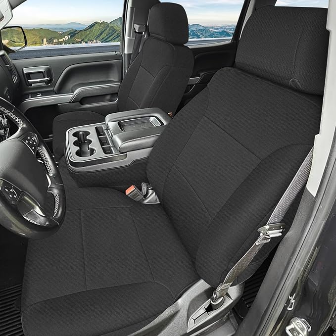 SAPUBK Front Seat Covers Sets Replace for 2014-2018 Chevy Silverado/GMC Sierra 1500, Premium Neoprene with Composite Soft Foam Lining Breathable Seat Cover Cushion