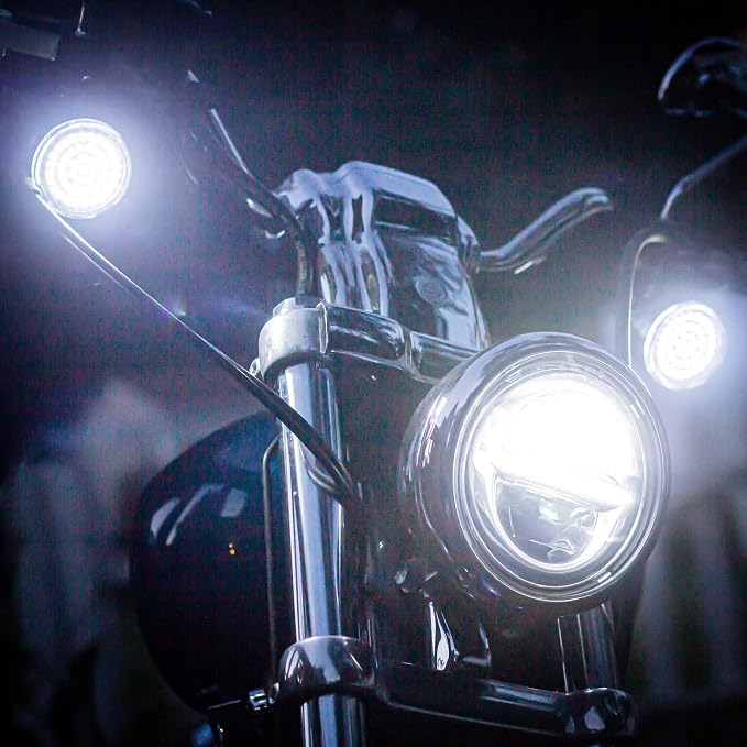 Eagle Lights Generation II Midnight Edition Front 2 Inch LED Turn Signals with White Running Lights Compatible with Harley Davidson Motorcycles - Includes Clear Lenses / 1157 Base