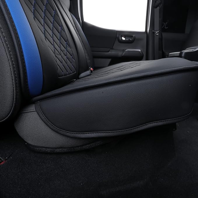Tomatoman Tacoma Seat Covers Customized for 2005-2025 2026 4Runner Extended SR V6 Pickup Truck, Waterproof Faux Leather Car Cushions(Rear Seat, Black-Blue)
