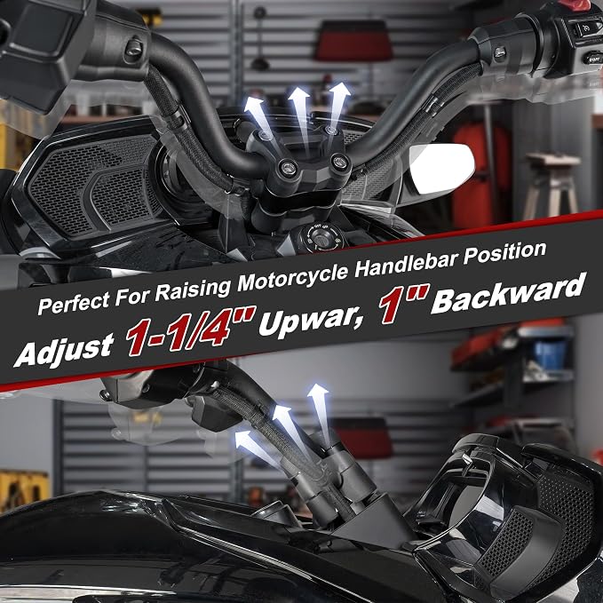 Aluminum 1-1/4" Rise Handlebar Riser Kit For Can Am Spyder RT 2020+ & F3/F3T/F3 Limited All Years | 1" Backward Handle Bar Accessories (C)