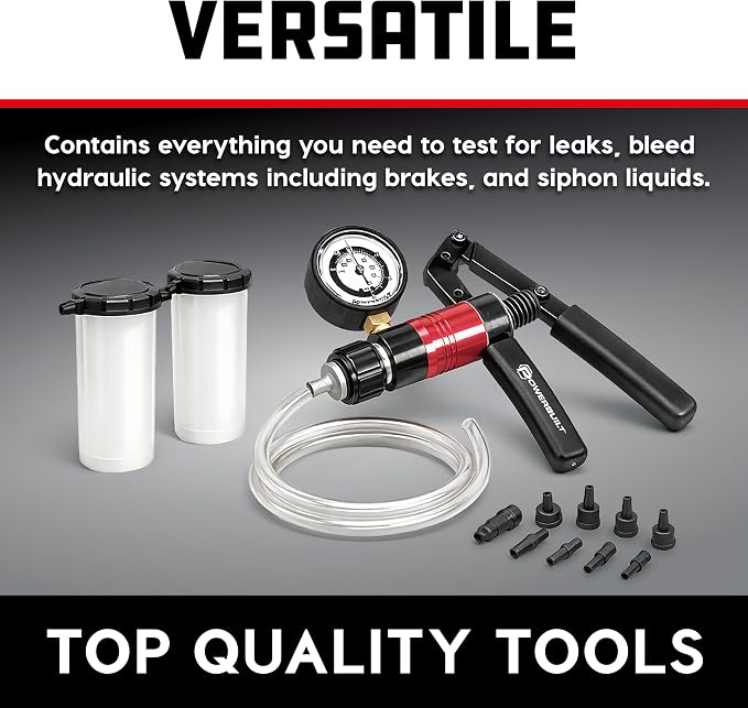 Powerbuilt Vacuum Pump Set with Hoses, Repair Components and Hydraulic Systems, Hoses, Reservoir and Adaptors, Bleed Air and Siphon Car Fluids 648774