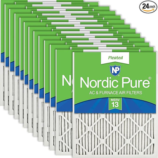 Nordic Pure 16x20x1 (Actual Size: 15 1/2 x 19 1/2 x 3/4) Pleated MERV 13 Air Filters 24 Pack