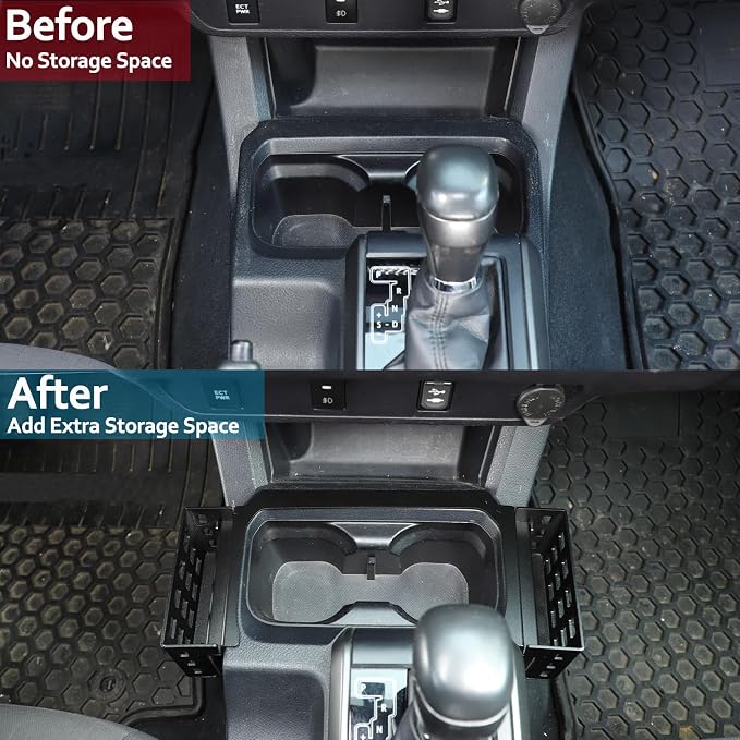 CHEAYAR Shifter Storage Box Fits for Toyota Tacoma 2016-2020 2021 2022 2023, Aluminum Alloy Center Console Gear Shift Side Tray Storage Organizer Box, Auto Interior Storage 3rd Gen Tacoma Accessories