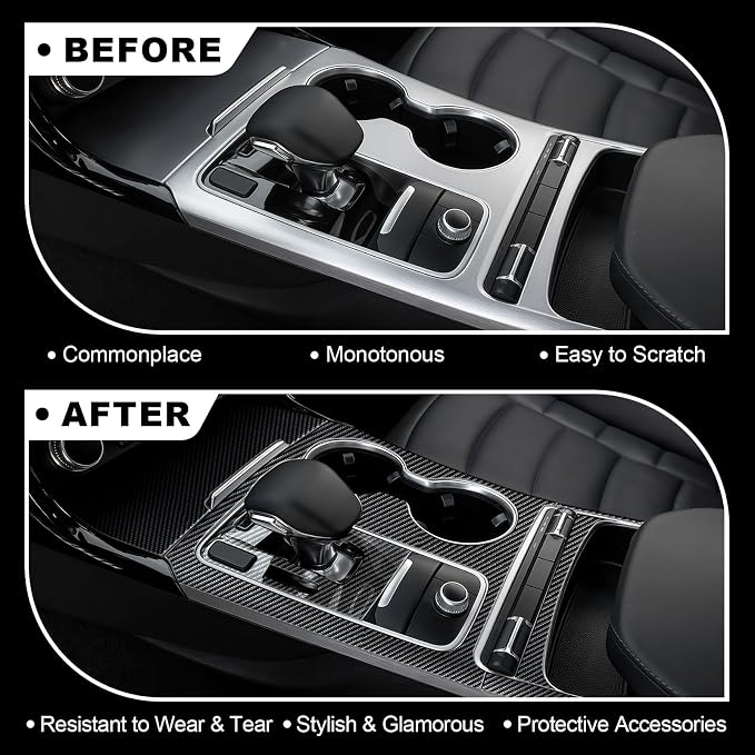Real Carbon Fiber Gear Shift Panel Trim Compatible with Kia Stinger 2018–2023, Interior Decor Sticker Accessories