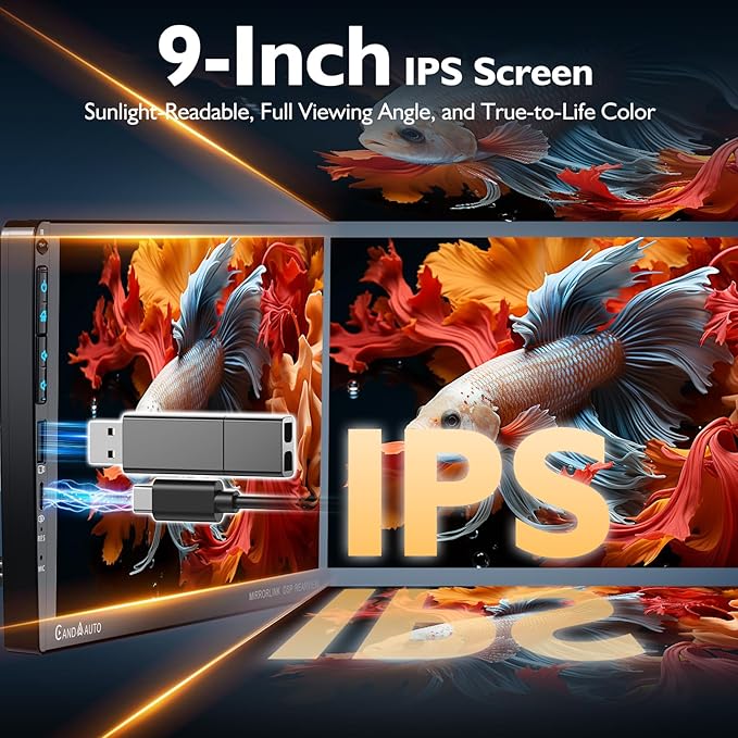9" Single DIN Car Stereo with Wireless Apple CarPlay and Android Auto,UHD Car Radio IPS Touchscreen,1080P Back Camera,Mirror Link, Voice Control, Bluetooth 5.3,GPS,AM&FM,Type-C (9016-with Camera)