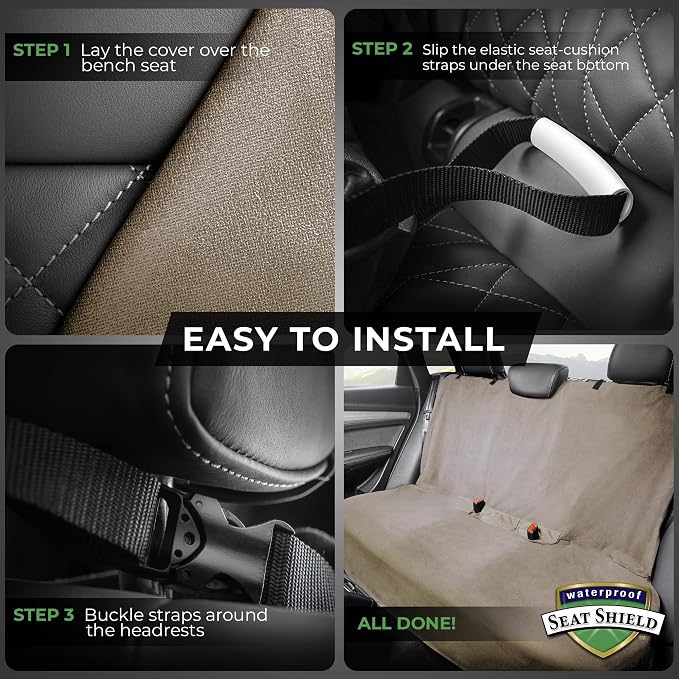 UltraSport Front Seat Cover and Backseat Cover - Tan Washable Car Seat Towels and Back Seat Protector for All Vehicles - Universal Car Seat Protectors from Sweat, Food, Dirt