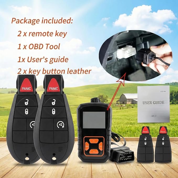 Simple Sync DIY Remote Key Fob Replacement Kit Compatible with Dodge Ram 1500 2500 3500 (2013-2017) - FCC ID: GQ4-53T, Includes 3 & 4-Button Pads, No Pro Tools Require