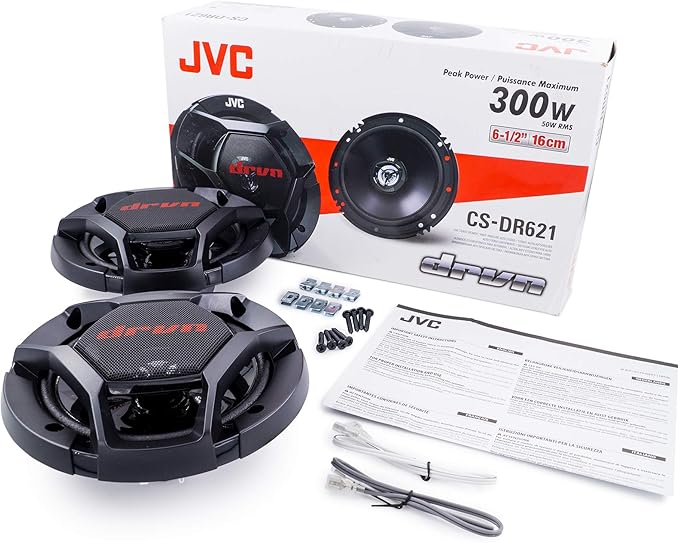 JVC CS-DR621 Car Speakers - 300 Watts of Peak Power, 6.5 Inch, Full Range, 2 Way, Sold in Pairs