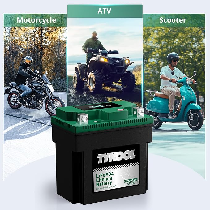 YTX7L-BS-STD 2X Cranking Amps,180CCA,Lithium Iron Phosphate Motorcycle Battery,Digital Readout,Comptitable for Honda,Suzuki Motorycle, Kawasaki ATV, Predator 3500 Generator battery