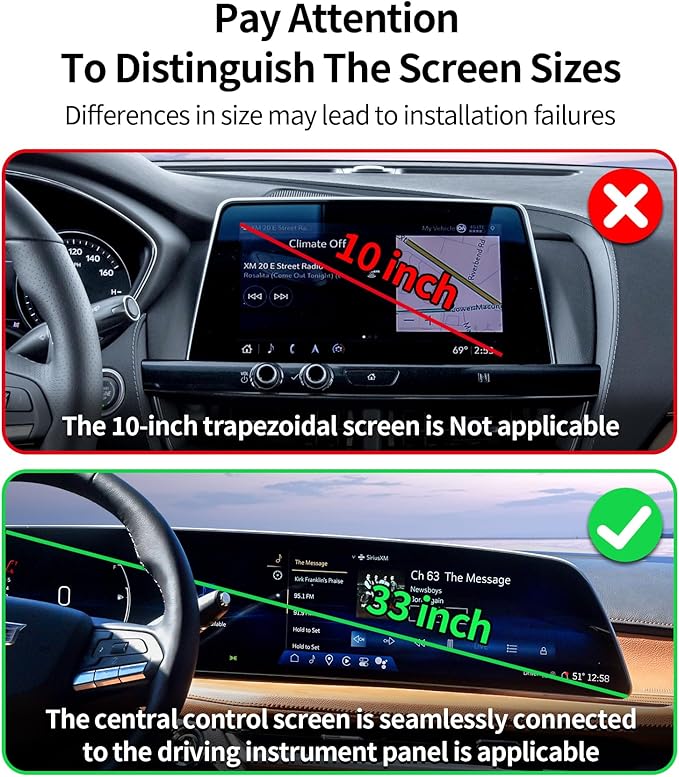 Wireless Charging Car Phone Holder for Cadillac Lyriq 2023-2025 / Optiq 2025 / XT4 2024-2025 / CT5 2025, 33" Screen Fixed Clip, 360° Rotation Car Phone Mount Compatible with MagSafe