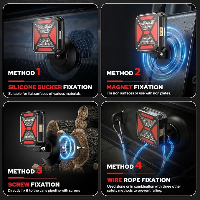 2026 NewGen 𝟖-𝐈𝐍-𝟏 Wireless Trailer Lights, 110° Adjustable Wireless LED Trailer Lights Magnetic, Rechargeable 10H of Use 165FT Ultra-Long Range Tail Light Lenses for Trucks RV Camper Boat Caravan