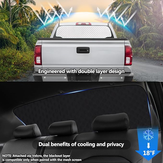 ZATOOTO Rear Windshield Sunshade for Silverado EV 2024 Rear Windshield Sunshield Double Layer Design for Sunshade and Privacy Offer Great Visibility Sun Blocker Back Window Sun Shade for Silverado