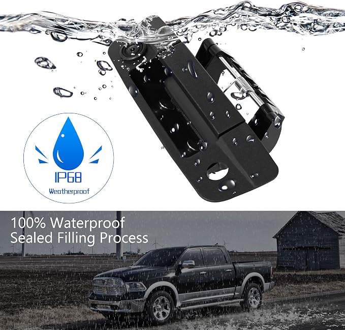 Anina Tailgate Handle Backup Camera for Dodge Ram 1500 2500 3500 (2009-2017) Reverse Rear View Camera to Replace Factory Door Handle Parking Camera Directly Install W/ 26ft Extension Cable Cord