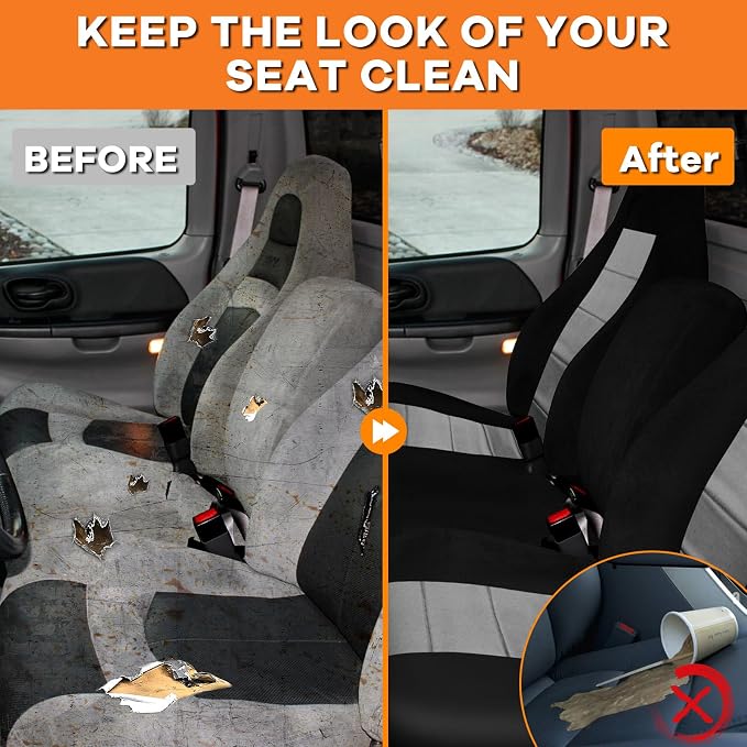 Truck Seat Cover Compatible with 1997-2000 Ford F-150 Seat Covers Front 40/60 Split Bench with Opening Center Console, Not with Airbags Next to The Headrest, Black and Gray