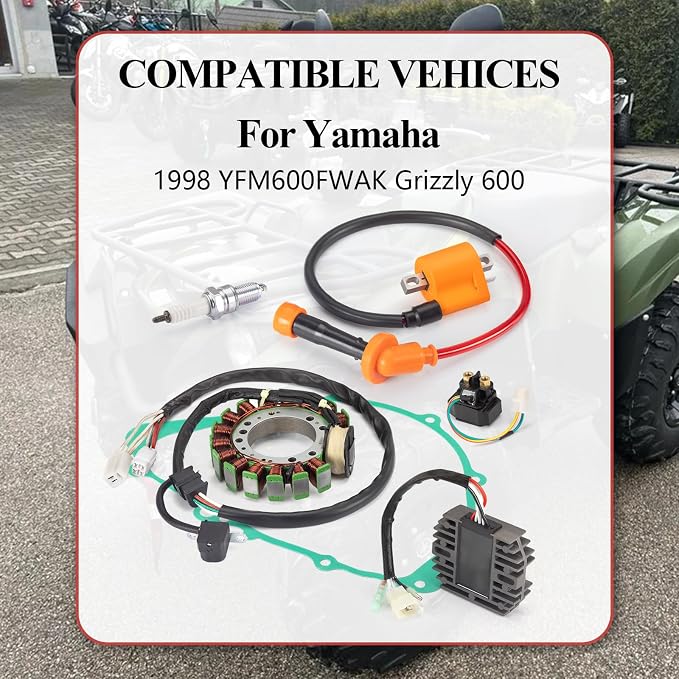 Stator & Relay Ignition Coil Regulator Rectifier w/Gasket for Yamaha Grizzly 600 YFM600FWAK 1998