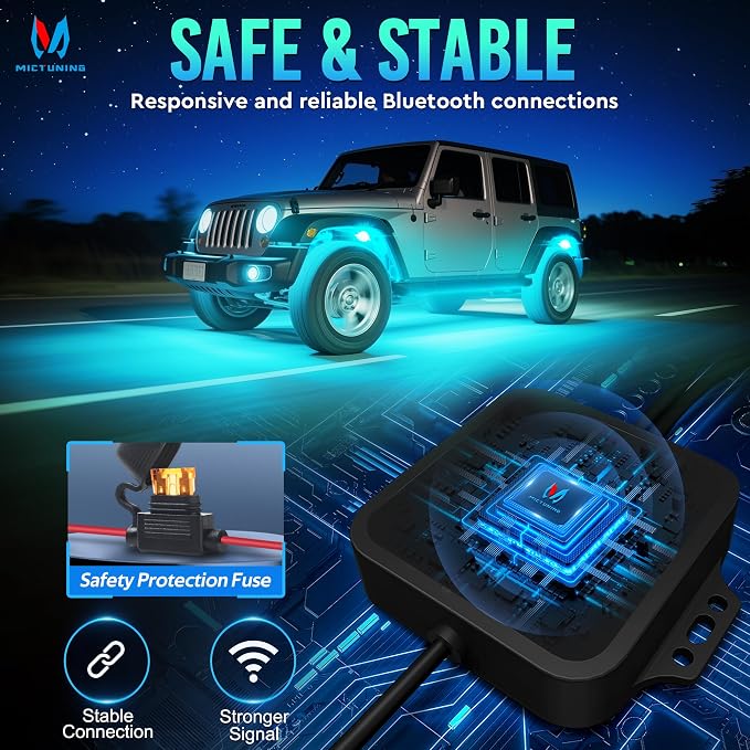 MICTUNING C1 16 Pods RGBW LED Rock Lights - Multicolor Underglow Neon Light Kit with Bluetooth Controller, APP Control