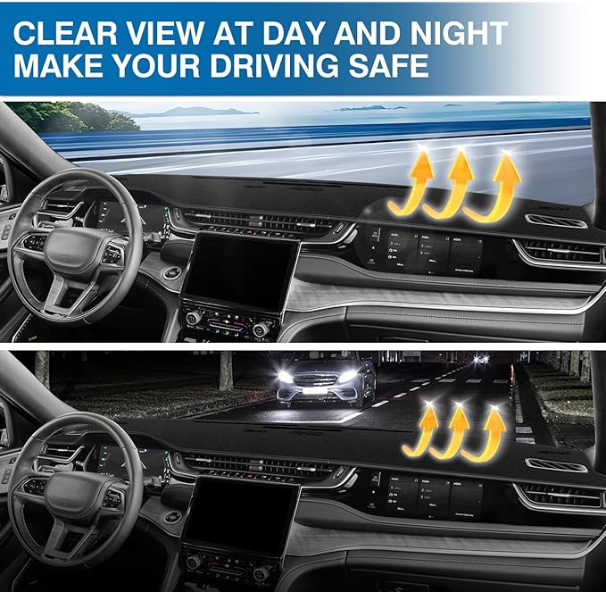 KUST Black Dash Cover for Jeep Grand Cherokee 4XE 2022-2025 2026 Non-Slip Dashboard Cover Interior Accessories for Jeep Grand Cherokee 4XE Custom Fit Dashboard Mat Sunshade Windshield No Glare