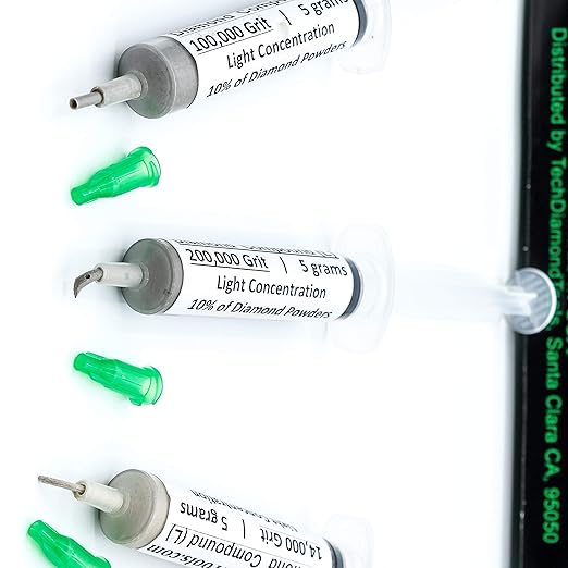 TechDiamondTools Kit of 3 Diamond Polishing Compound Polishing Paste USA Made 14000 100000 200000 Grit for Marble Glass Metal Rock Jewelry Resin Silver Gemstone with 10% of Diamond Powder