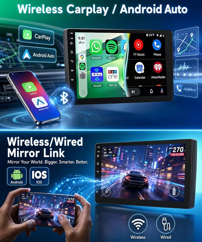 8 Core 6G+128G Rimoody Android 15 Car Stereo for Toyota Camry 2000-2006, AI Noise Reduction, Wireless Carplay Android Auto 9 Inch IPS GPS 5G-WiFi DSP FM RDS, Bluetooth 5.0 SWC HD Backup Camera
