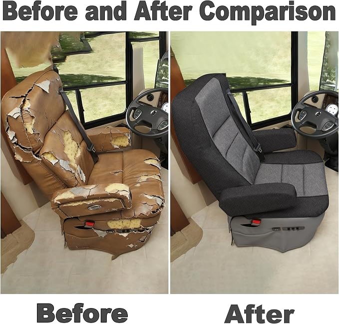 RV Seat Covers for Captains Chairs 2 Pack Class A Motorhome Seat with Arm Rest Covers Universal Fit Non-Slip Breathable Mesh Knit Gray