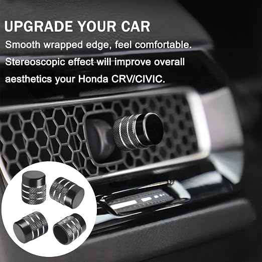 for Honda Civic Accessories 2026 2025 2022-2024 for CRV 2026 2025 2024 2023 for Acura Integra 2025 2024 2023 Hazard Light, AC Knob Cover, Air Vent, Radio, Push Start Button Cover Ring 11Pcs (Black)